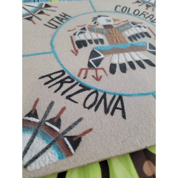 Native American Navajo Sand Painting Four Corners Signed 8x8 - Picture 8 of 9